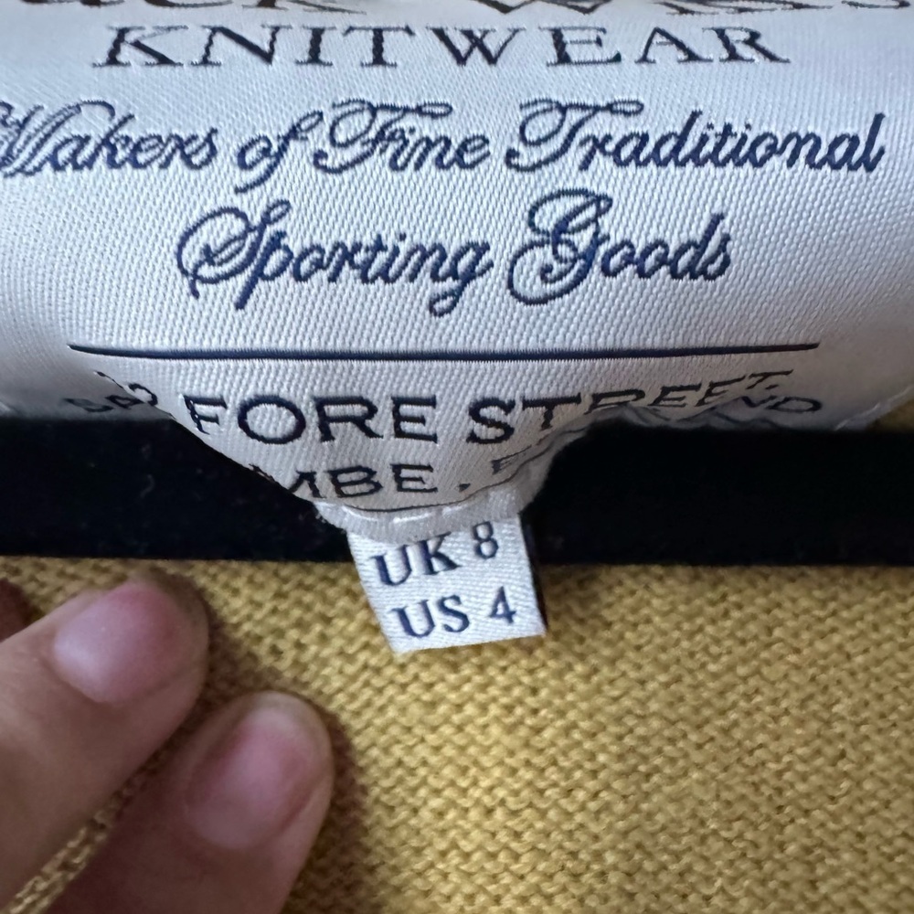 Jack Wills Merino Wool Cardigan Mustard V Neck Preppy 4 Academia Old Money Chic - Picture 4 of 7
